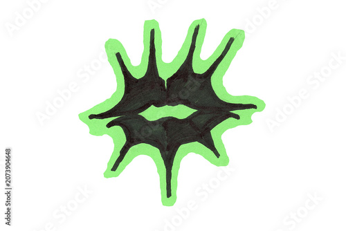 Foto Hand Drawn Neon Green Abstract Eye Sunburst Punk Art Doodle Transparent PNG Stic