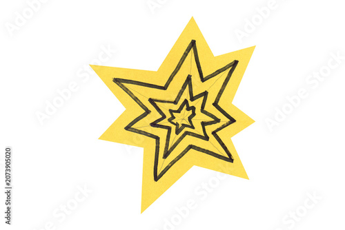 Εκτύπωση καμβά Hand Drawn Yellow Gold Concentric Nested Star Shape Punk Art Doodle Transparent
