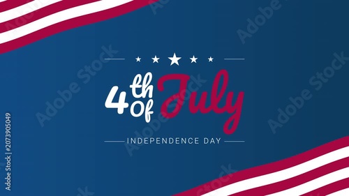 4th of July Independence Day Animated Background with American Flag Waves and Patriotic Typography