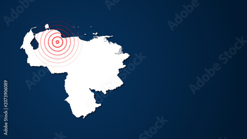 Cuadro en lienzo Venezuela Earthquake Concept with Seismic Waves on Country Map and Copy Space Il