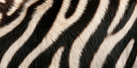 Extreme macro close-up of zebra fur texture showing detailed black and white stripes and soft organic animal hair