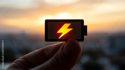 Low Battery Icon in Hand: A...