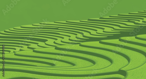 Cuadro en lienzo Curved Maze in Lime Green Vector Illustration