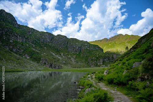mountain landscape with lake