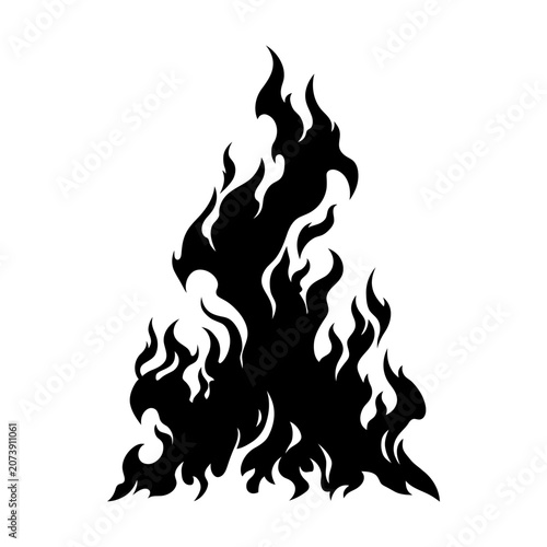 Εκτύπωση καμβά Black flame, fire icon, vector flames, burning fire isolated on White Background