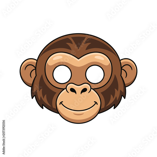 Friendly Chimpanzee Head Vector Illustration Isolated on White