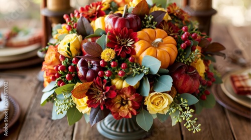 Lovely table arrangement on a wood surface.