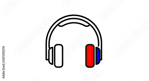 Photos Black and white headphone icon with color details
