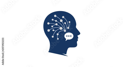 Fotografía Artificial intelligence human head profile with circuit brain.
