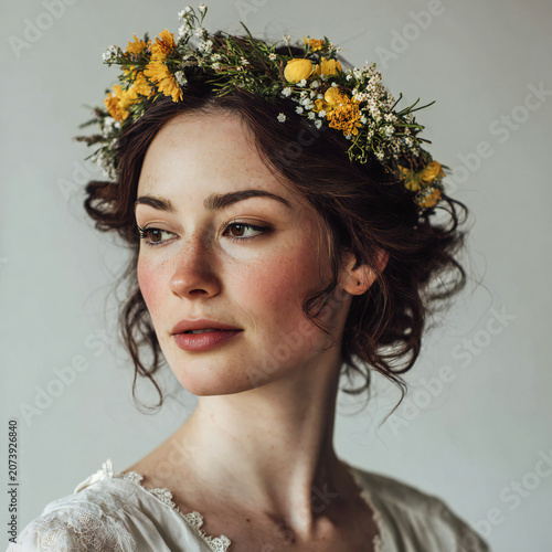 Simple bridal yellow color natural flower headdress