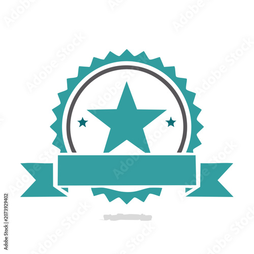 Teal Award Badge with Star and Laurel Wreath
