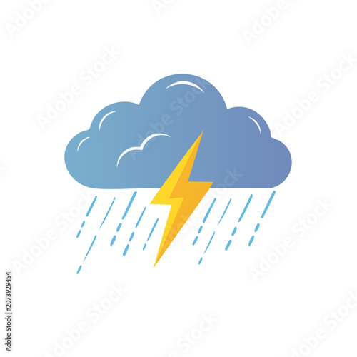 Thunderstorm Cloud with Lightning and Rain