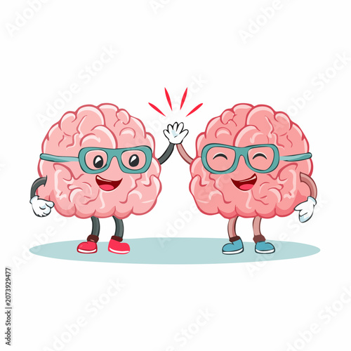 Two cartoon brains giving a high five