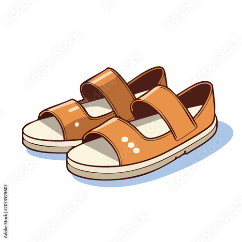 Brown and white sneaker vector illustration