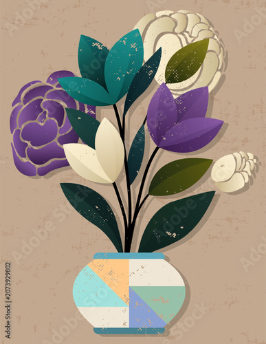 Modern Botanical Still Life With Decorative Vase