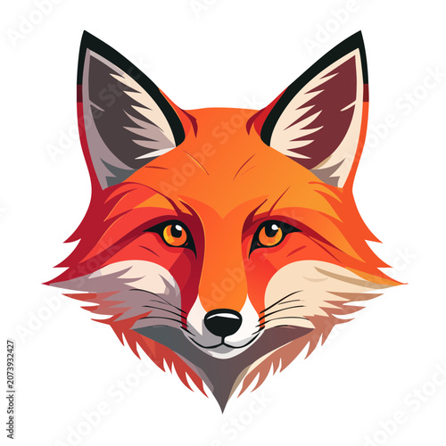 Flat vector illustration of a fox face