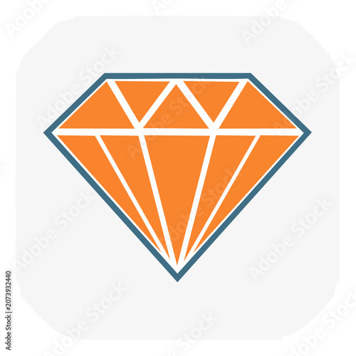 Flat orange diamond icon on transparent background