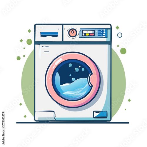Flat vector illustration of a washing machine