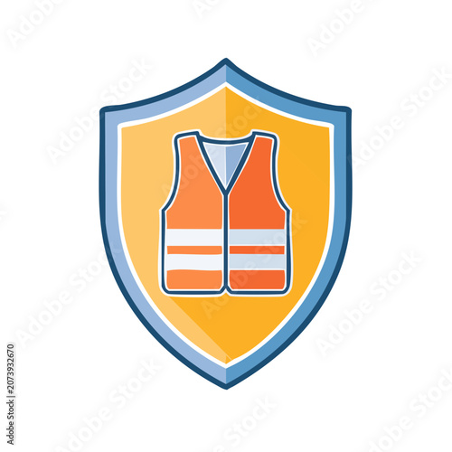 Safety Vest Icon on Shield Vector