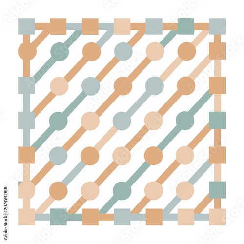 Abstract Geometric Grid Pattern with Circles and Lines
