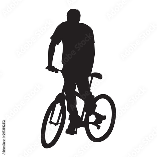 Man riding bicycle silhouette doing outdoor activity