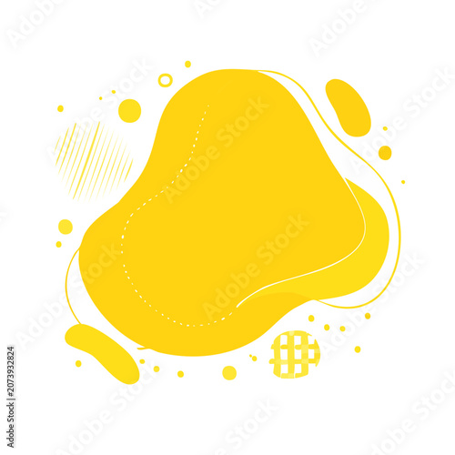 Abstract yellow organic blob with dots and lines