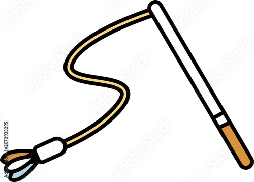 Photography Cat Wand Toy Flat design style teaser wand representing interactive cat exercise ideal for pet toy promotions and animal illustrations