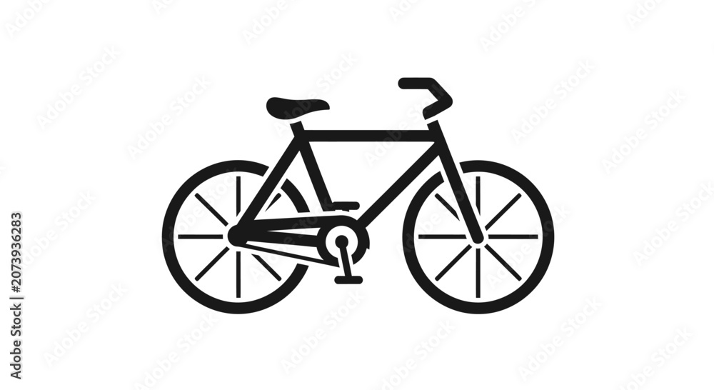 Fototapeta premium Black line art bicycle icon isolated on white.