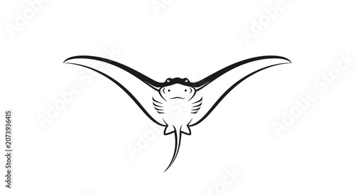Cuadro en lienzo Black line art manta ray sea animal logo.