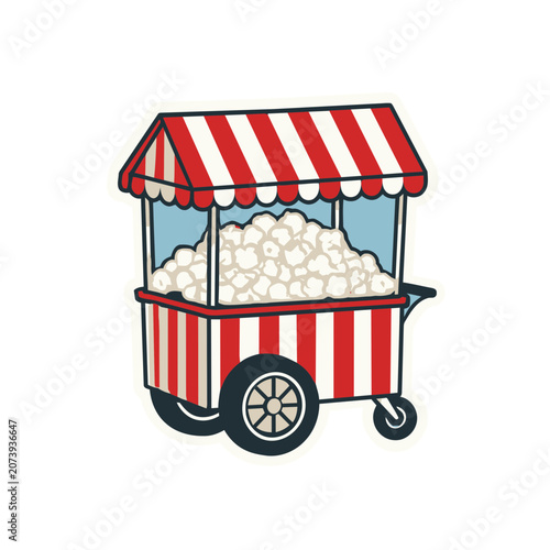 Vintage popcorn cart vector illustration