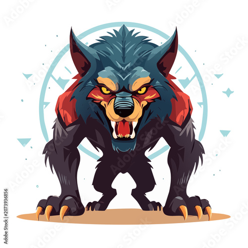 Cartoon Angry Wolf Vector Illustration