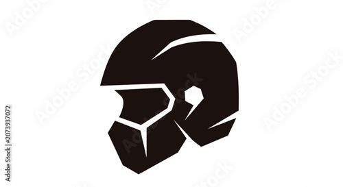 Quadro su tela Black motorcycle helmet side profile silhouette.
