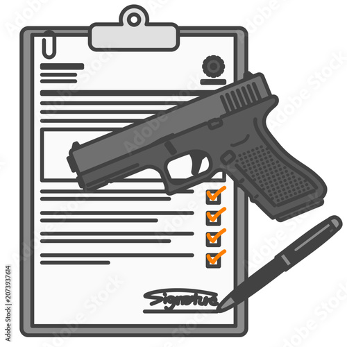 拳銃購入許可と本人確認書類　公的手続きのイラスト