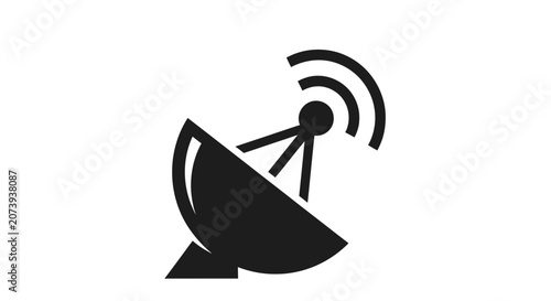 Photos Black satellite dish antenna with signal waves
