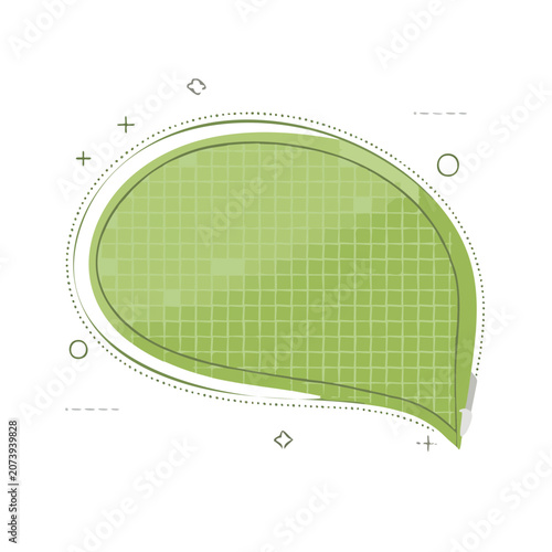 Green Leaf with Grid Pattern Vector Illustration