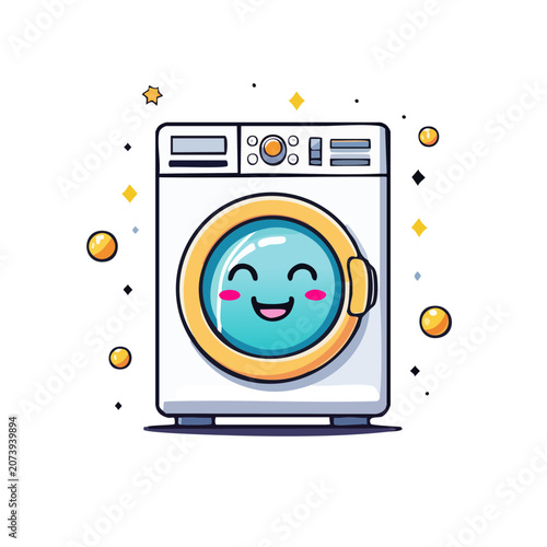 Happy cartoon washing machine vector illustration