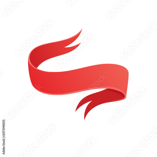 Red flat ribbon vector icon