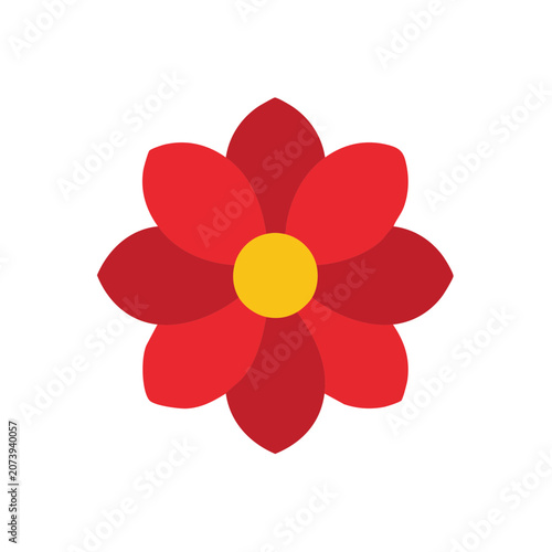 Red flower with yellow center vector illustration