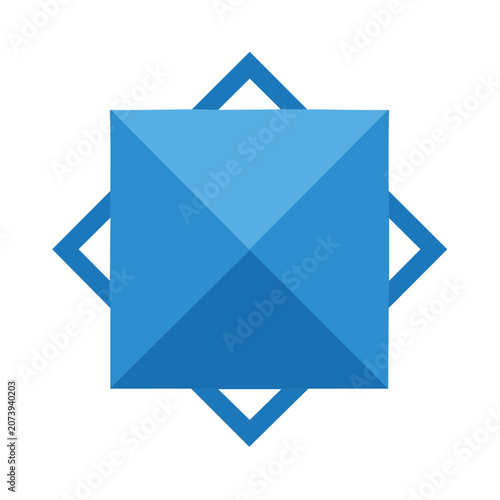 Blue Geometric Diamond and Square Vector Icon