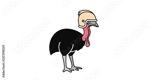 Black turkey wearing a tan helmet illustration