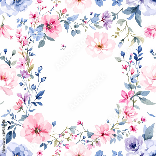 A joyful explosion of colorful wildflowers painted in bright watercolors.