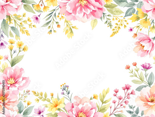 Photos Serene watercolor blossoms framing your thoughts with absolute pure grace