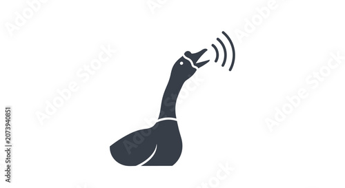 Tableau sur toile Black goose silhouette head calling with signals.