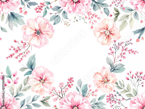 Obraz na płótnie Romantic Pink and Yellow Watercolor Floral Pattern Background Perfect for Bridal