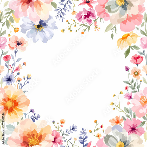 Watercolor Botanical Frame Patterns and Seamless Floral Designs for Fine Art Inspired Commercial Merchandise Prints