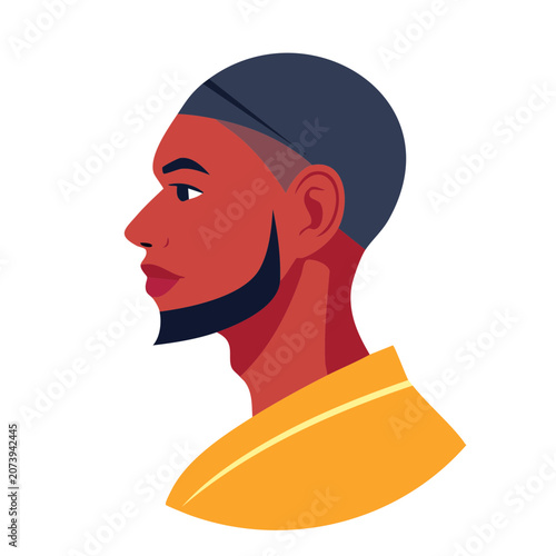 Flat vector illustration of a man's profile silhouette