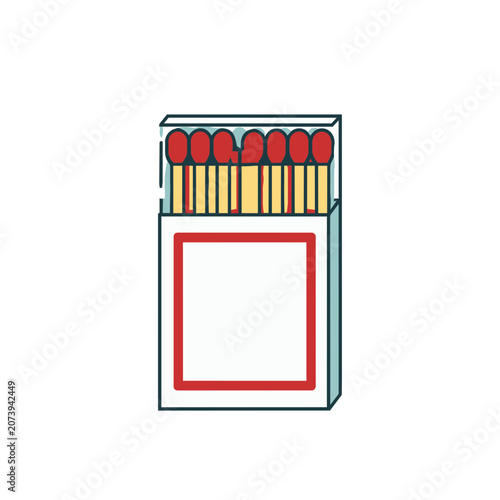 Flat vector illustration of a matchbox with matches