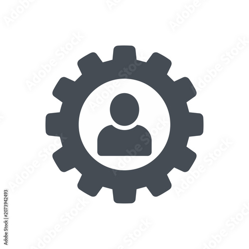 Gear with person icon vector