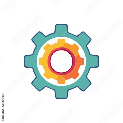 Flat Design Gear Icon with Cogwheel
