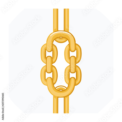 Gold Chain Link Icon on Transparent Background